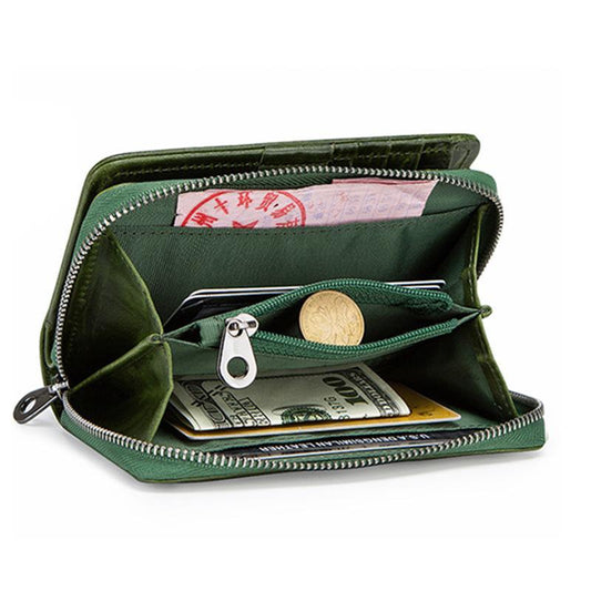 Genuine Leather Two Fold Multi-function Short Wallet