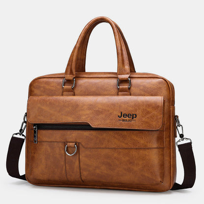 Lightweight PU Leather Messenger Bag – Slim Business Briefcase for Men