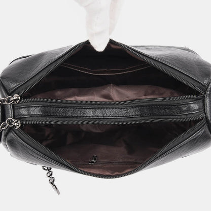 Retro Medium Sling Shoulder Bag for Women – Soft PU Leather Crossbody Handbag