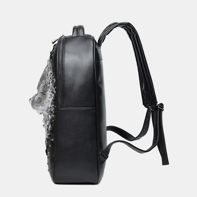 3D Animal Head Studded Leather Backpack – Cool Laptop College Bookbag