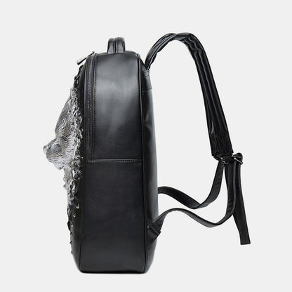 3D Animal Head Studded Leather Backpack – Cool Laptop College Bookbag