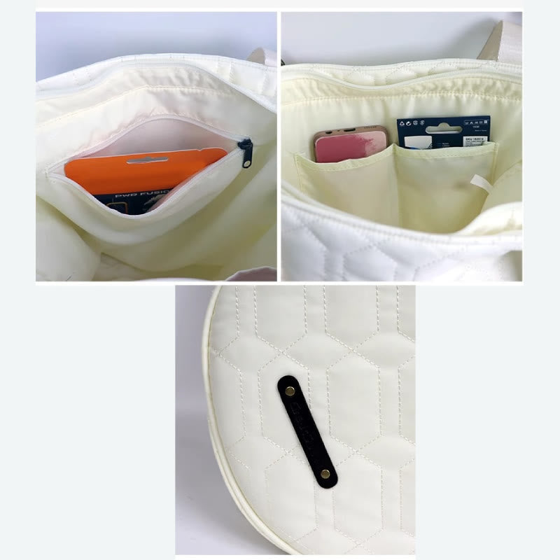 Women’s Nylon Racket Bag – White Outdoor Badminton Sports Shoulder Bag
