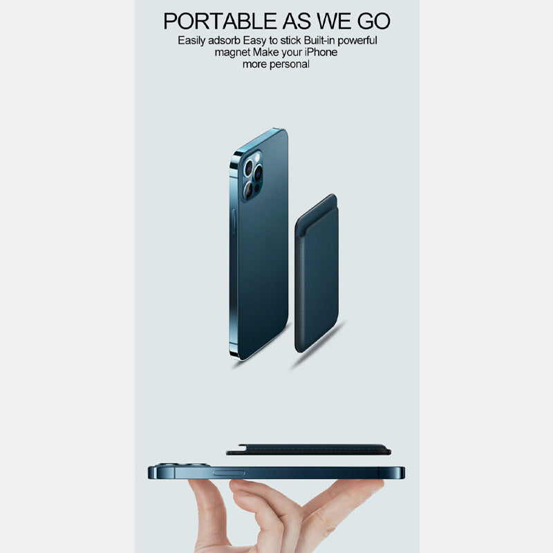 Portable Magnetic Suction Leather Card Holder Wallet for iPhone
