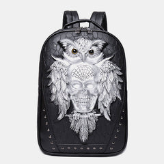 3D Owl Design Laptop Backpack – Waterproof PU Leather College & School Backpack for Travel, Sport, and Daily Use