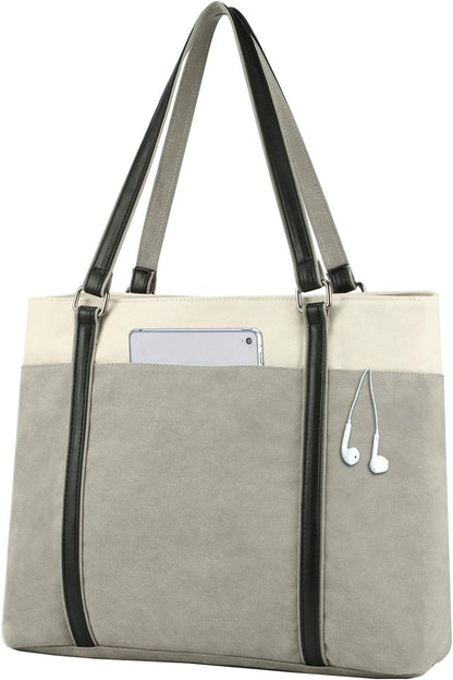 Women Laptop Tote Bag for Work – Lightweight Splice Canvas 15.6 Inch Handbag Purse - VOTVO