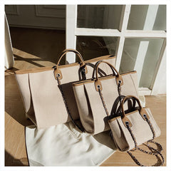 Crossbody Canvas Tote for Women – Chain Strap Bucket Bag - VOTVO