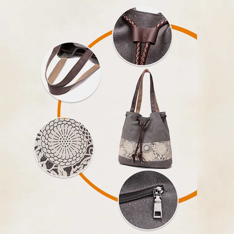 Shoulder Bag for Women – Casual Large Capacity Printed Canvas Shopping Handbag