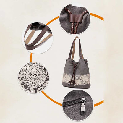 Shoulder Bag for Women – Casual Large Capacity Printed Canvas Shopping Handbag