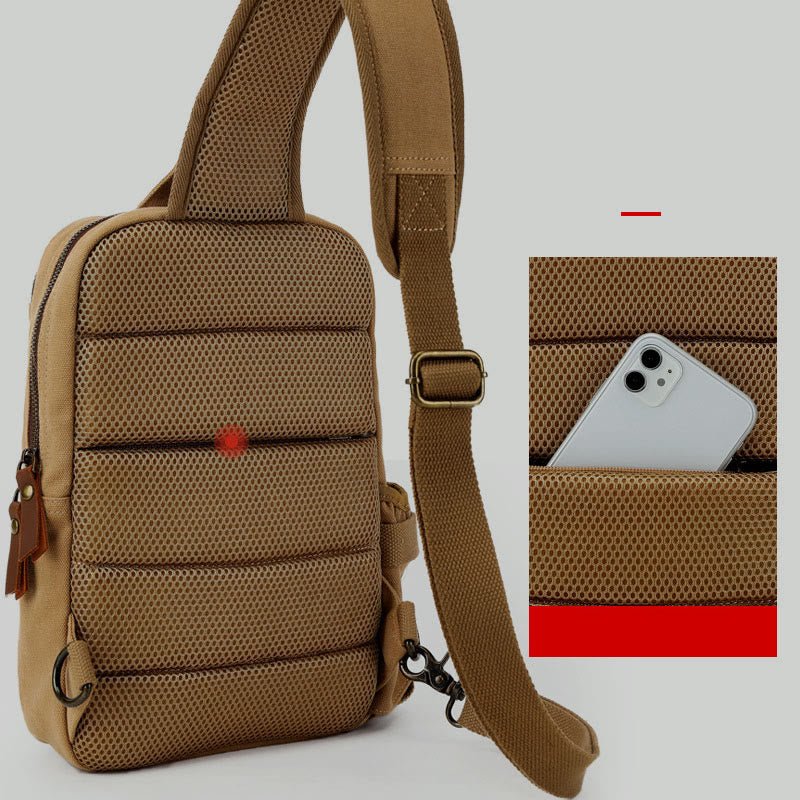 Sling Bag for Men – Retro Canvas Crossbody Chest Bag, Lightweight & Versatile for Daily Use and Travel - VOTVO