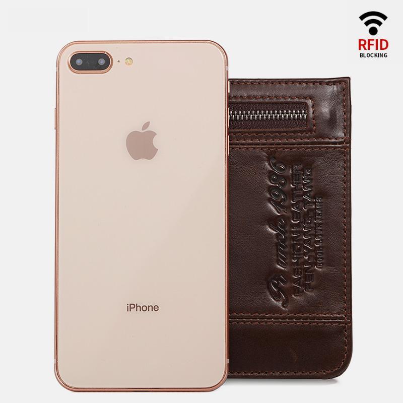 RFID Large Capacity Bifold Wallet for Men – Retro Genuine Leather with 20 Card Slots & Zipper Pockets