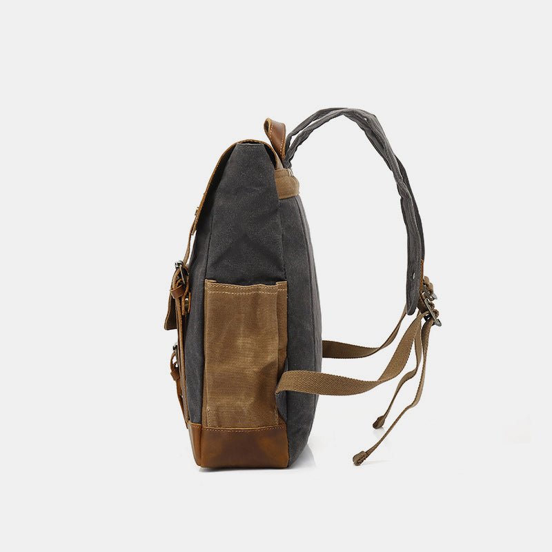 Vintage Canvas Backpack with Genuine Leather Accents – Casual Laptop Travel Rucksack for Men & Women - VOTVO