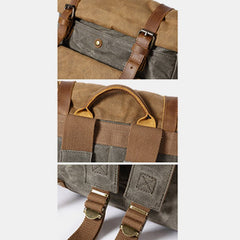 Canvas Leather Backpack Rucksack – Fits 15.6" Laptops | Perfect for College, Weekend Travel, and Daily Use - VOTVO