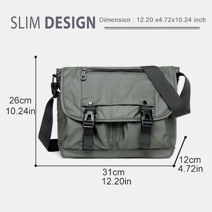 Vintage Waterproof Multi-Pocket Messenger Bag – Durable Nylon Crossbody Bag for Men