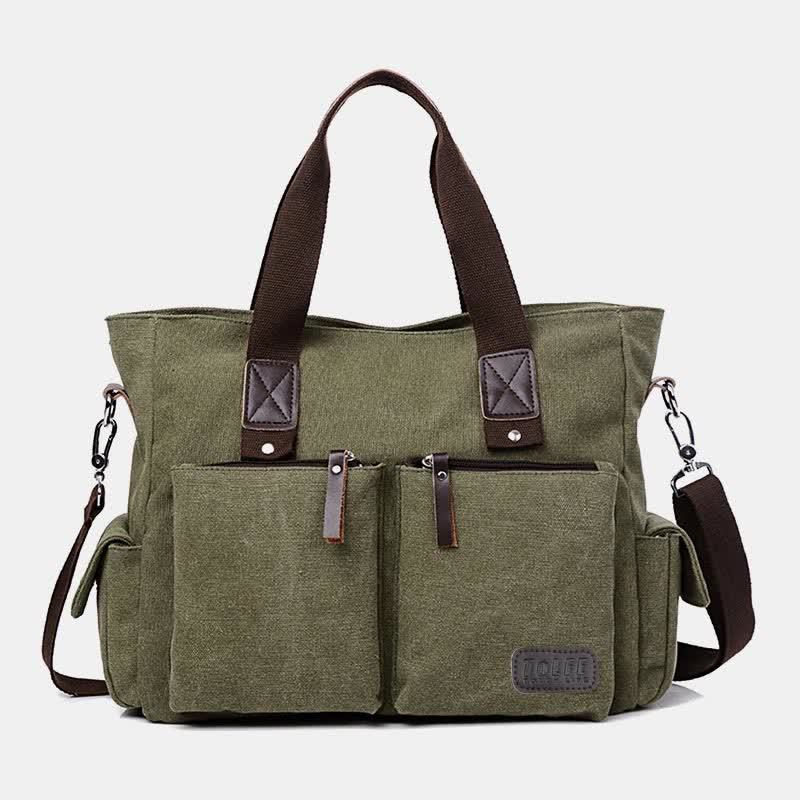 Casual Canvas Laptop Tote Bag for Men & Women – Work Handbag with Adjustable Strap - VOTVO