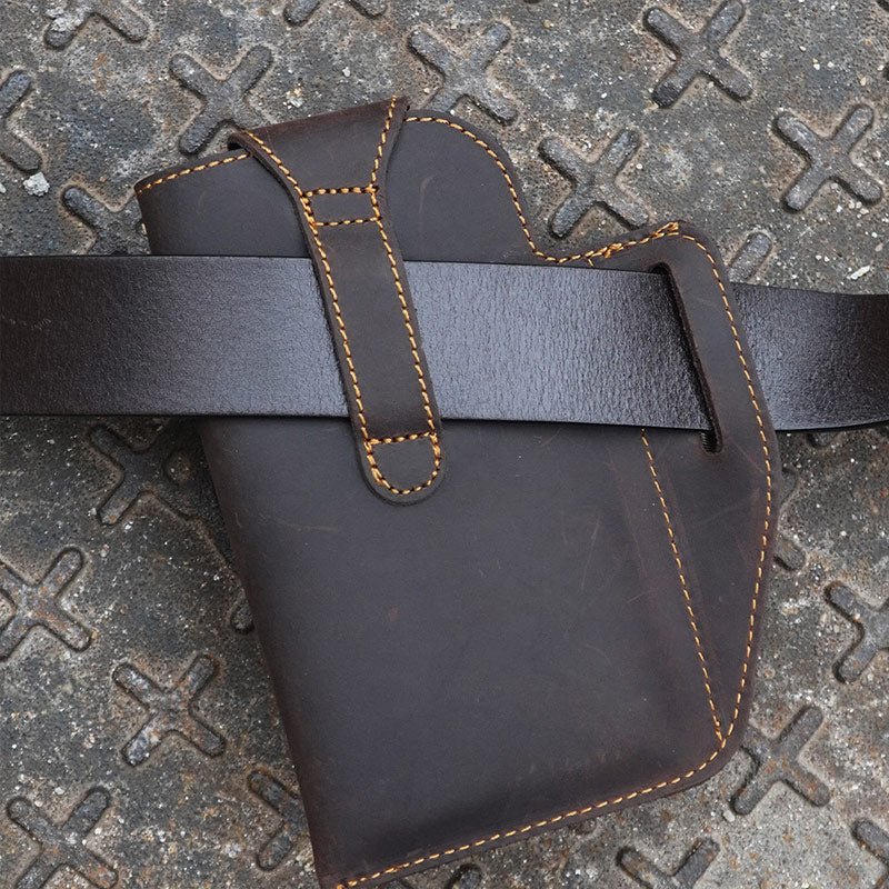 Vintage Leather Waist Phone Bag with Keychain | Outdoor Activity & Daily Use | Genuine Leather - VOTVO