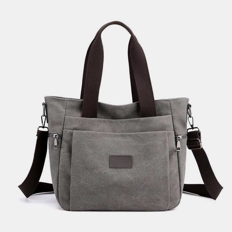 Multi-Pocket Canvas Handbag for Women - Durable, Roomy Shoulder Tote & Crossbody Bag