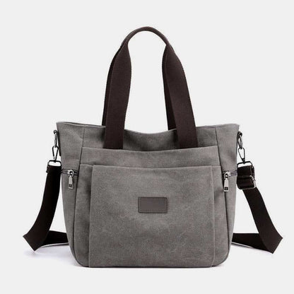 Multi-Pocket Canvas Handbag for Women - Durable, Roomy Shoulder Tote & Crossbody Bag