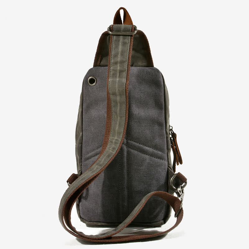 Canvas Sling Bag Shoulder Chest Pack for Men – Travel Hiking Crossbody Daypack