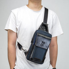 Genuine Leather Casual Sling Bag for Men - Fashionable Crossbody Shoulder Chest Bag