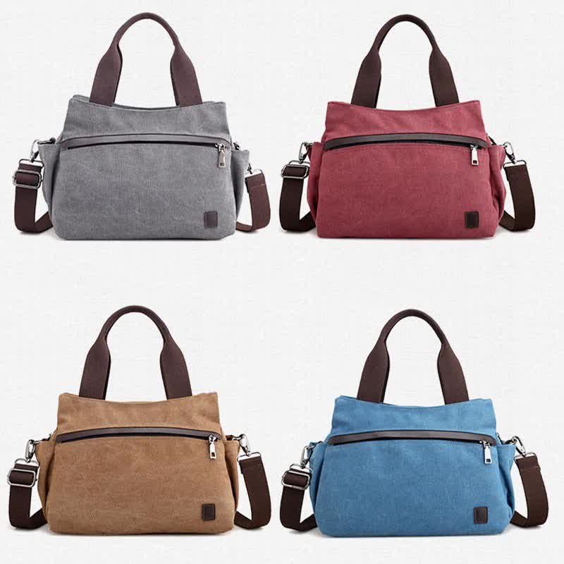 Women's Canvas Hobo Handbag – Multi-Pocket Shoulder Tote & Crossbody Bag