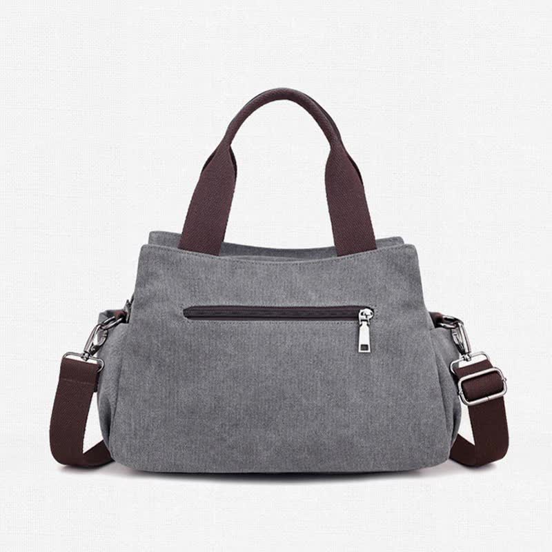 Women's Canvas Hobo Handbag – Multi-Pocket Shoulder Tote & Crossbody Bag