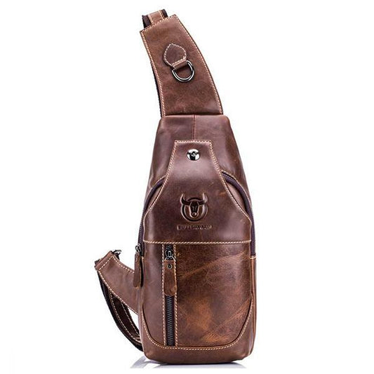 Men's Genuine Leather Sling Bag – Vintage Crossbody Backpack, Waterproof and Durable - VOTVO