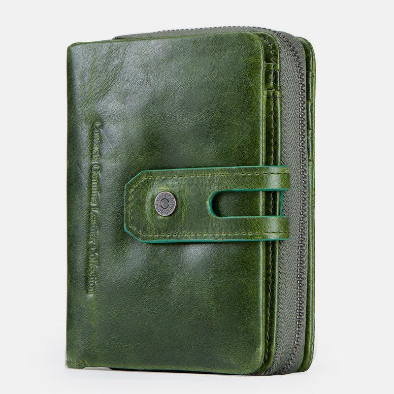Genuine Leather Multifunctional Anti-theft Wallet for Women – RFID Protection, Card Slots & Zippered Coin Pocket