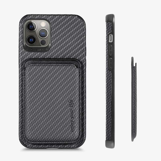 Magnetic Phone Wallet for iPhone – Fiber Texture Case with Card Holder