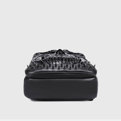 3D Skull Punk Rivet Leather Backpack | Waterproof Embossed Ghost Head Knapsack - VOTVO