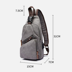 Canvas Sling Bag Crossbody Backpack – Casual Rucksack with USB Charging Port - VOTVO