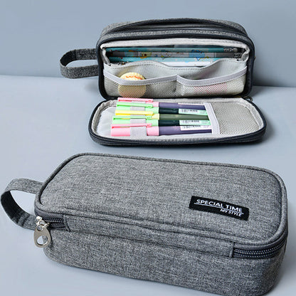 Large Capacity Canvas Pencil Case – Durable Pen Pouch for Office & School