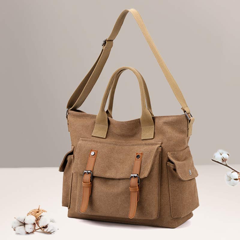 Large Capacity Women’s Canvas Tote – Casual Crossbody Shoulder Handbag Messenger Bag