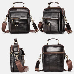 Casual Vintage Genuine Leather Crossbody Bag for Men – Adjustable Strap and Multiple Pockets