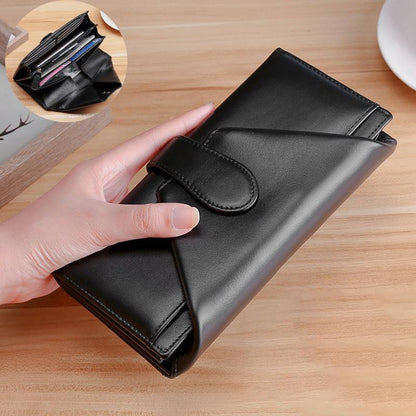 Retro Multi-Slot Genuine Leather Long Purse – Stylish Wallet for Women