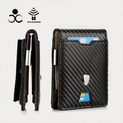 Minimalist Multi - Slot Bifold Card Holder RFID Blocking Wallet with Cash Clip - VOTVO