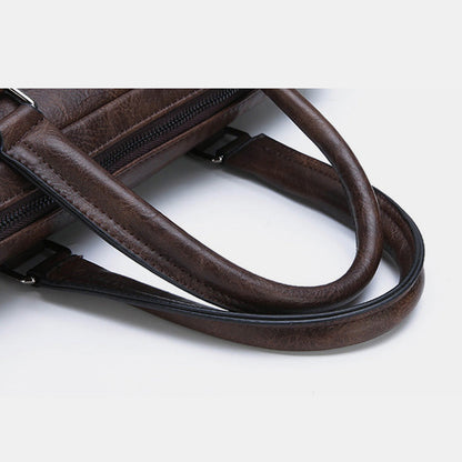 Lightweight PU Leather Messenger Bag – Slim Business Briefcase for Men