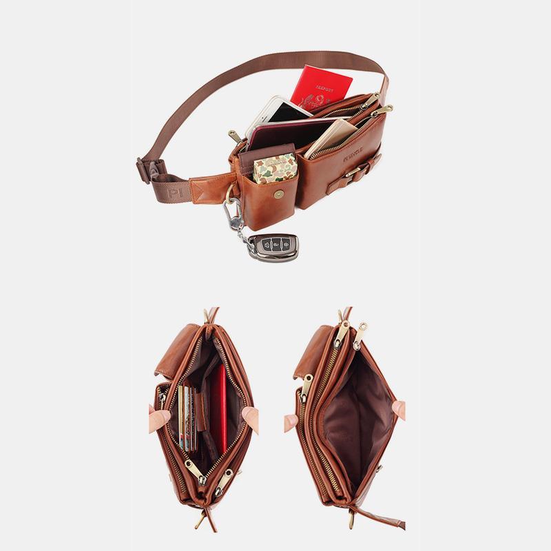Vintage Multi-Carry Genuine Leather Sling Bag – Versatile Crossbody, Waist, and Sling Bag for Men and Women