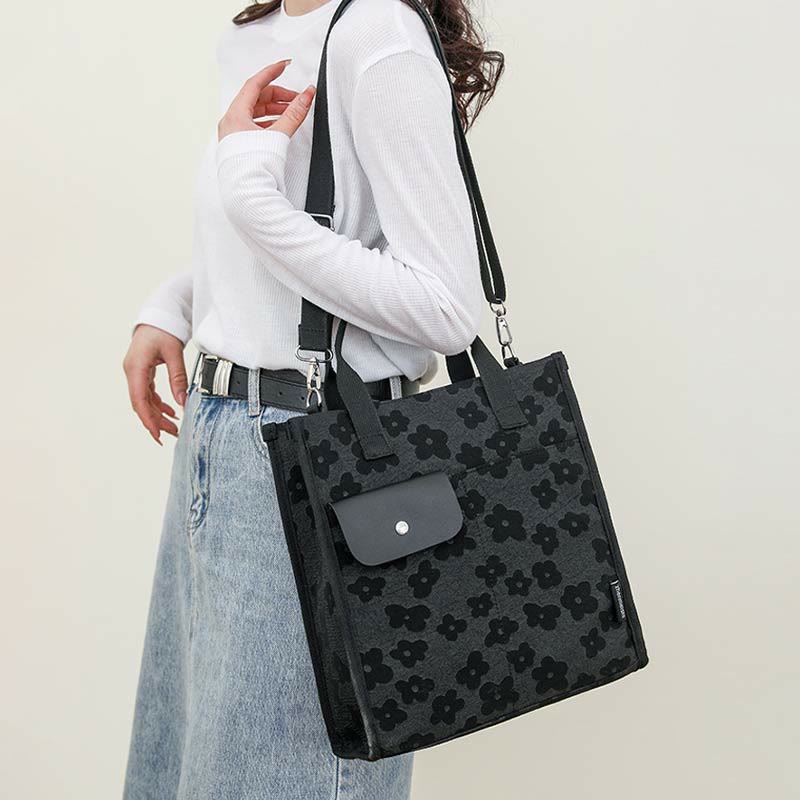 Floral Crossbody Tote Bag – Cute Nylon Shoulder Purse for Office & Daily Use - VOTVO