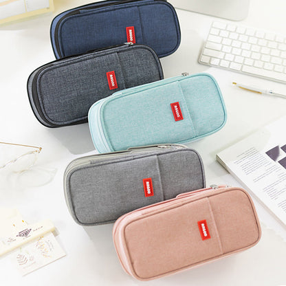 Large Capacity Color Matching Canvas Pencil Case – Perfect for Study & Organization