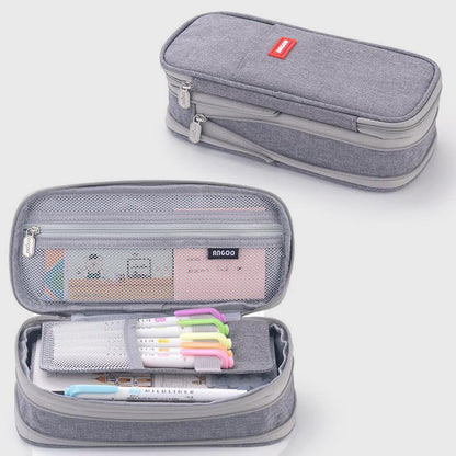 Large Capacity Color Matching Canvas Pencil Case – Perfect for Study & Organization