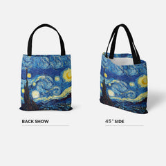 Bolso de mano para mujer - Bolso de playa de lona con pintura al óleo de cielo estrellado