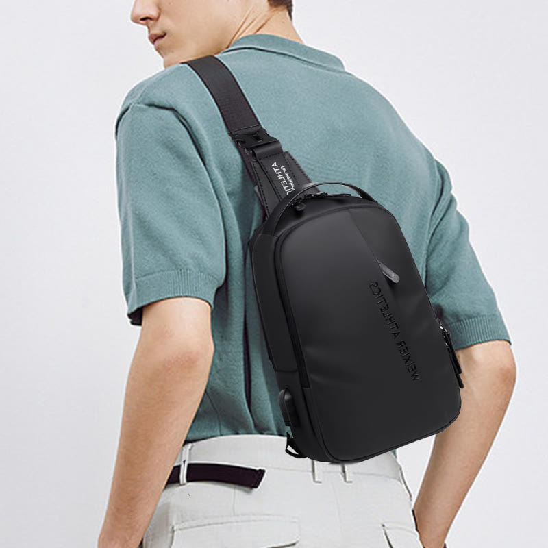 Waterproof Sling Bag for Men – Multi-Functional Chest Bag with USB Charging Port for Hiking, Cycling, and Travel
