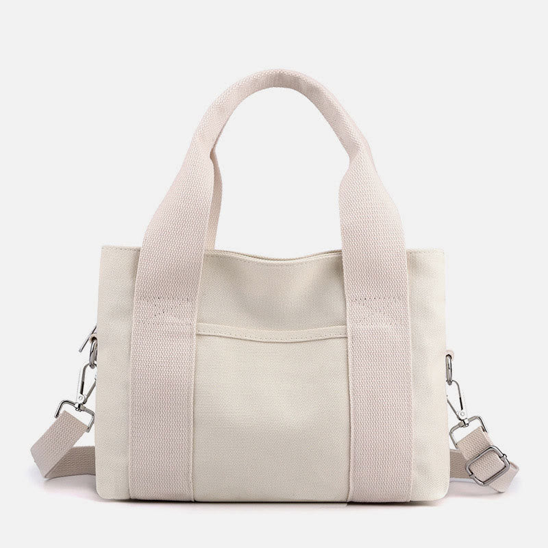 Solid Color Small Tote Triple Compartment Large Crossbody Canvas Purse - VOTVO
