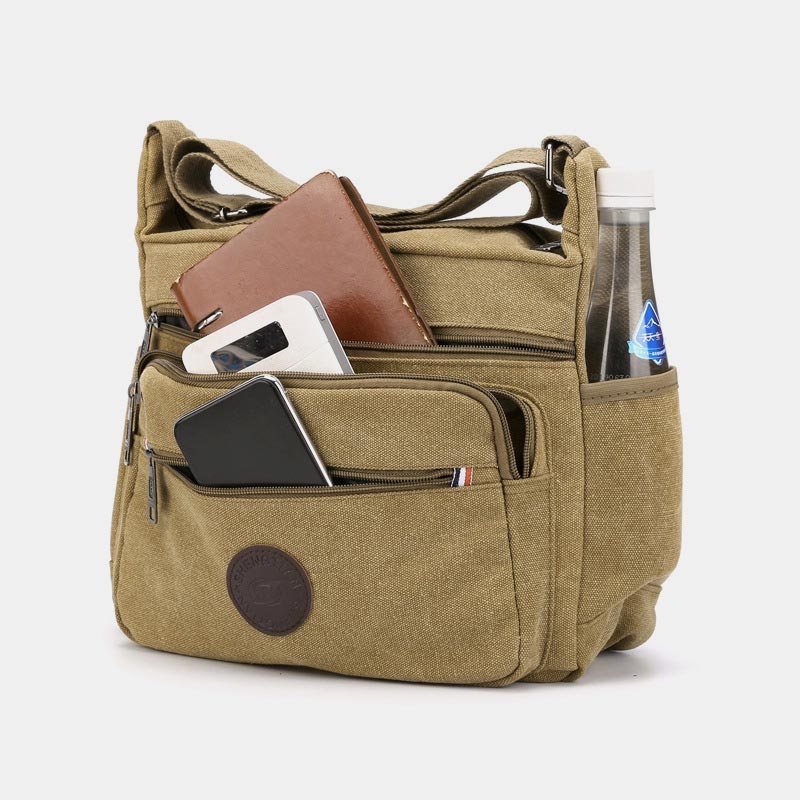 Vintage Canvas Messenger Bag – Large Capacity Shoulder Bag for Daily Use