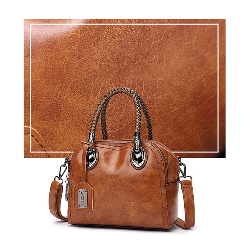 Vintage Leather Satchel Handbag – Top-Handle & Crossbody Strap