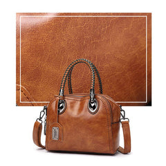 Vintage Leather Satchel Handbags Top-Handle Bag with Cross Body Strap