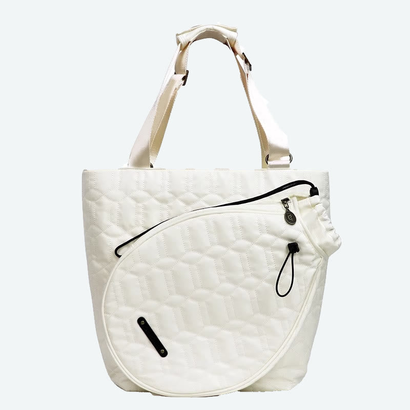 Women’s Nylon Racket Bag – White Outdoor Badminton Sports Shoulder Bag
