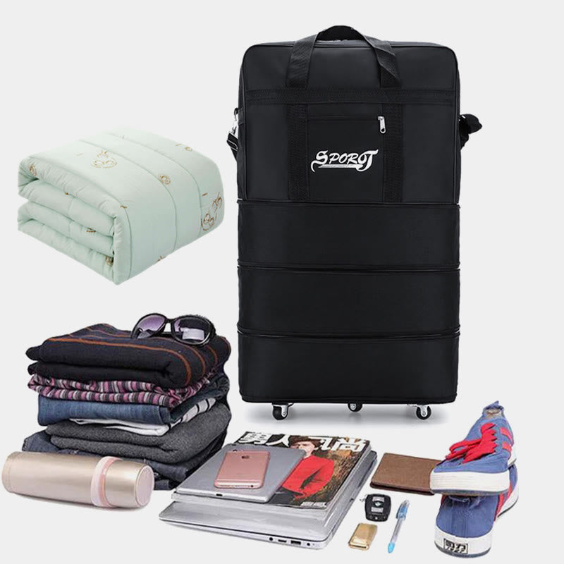 Multifunctional Large Capacity Rolling Tote Crossbody Handbag for Travel – Versatile Nylon Tote Bag