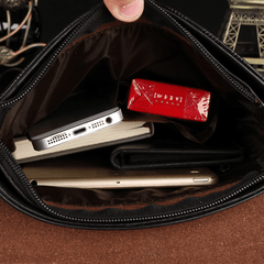 Small Messenger Bag for Men Plaid PU Leather Crossbody Shoulder Bag