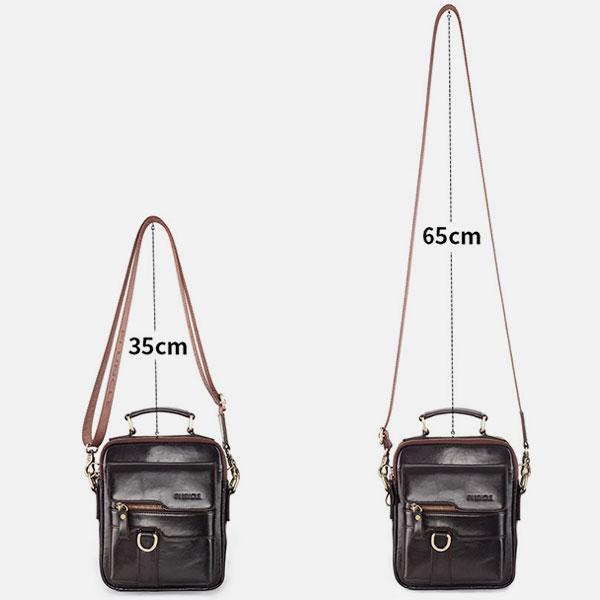 Casual Vintage Genuine Leather Crossbody Bag for Men – Adjustable Strap and Multiple Pockets